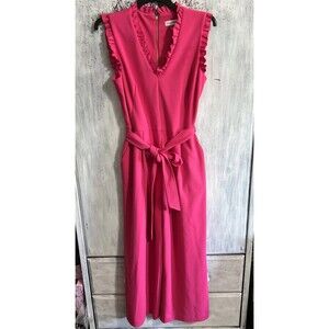 Calvin Klein wide leg ruffled jumpsuit romper Sz 12 pink cottage core feminine
